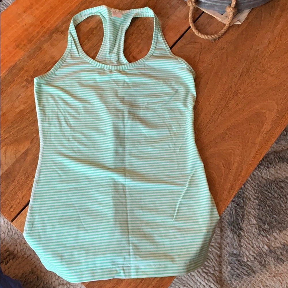 Gapfit mint green&white striped racer back tank XS